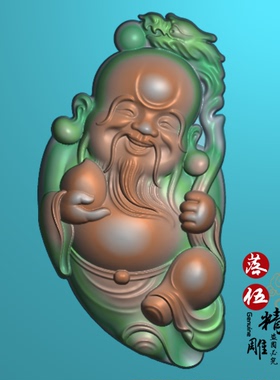 寿星公00308猴子抱桃寿桃猴小花件小挂件精雕图浮雕玉雕灰度图JDP