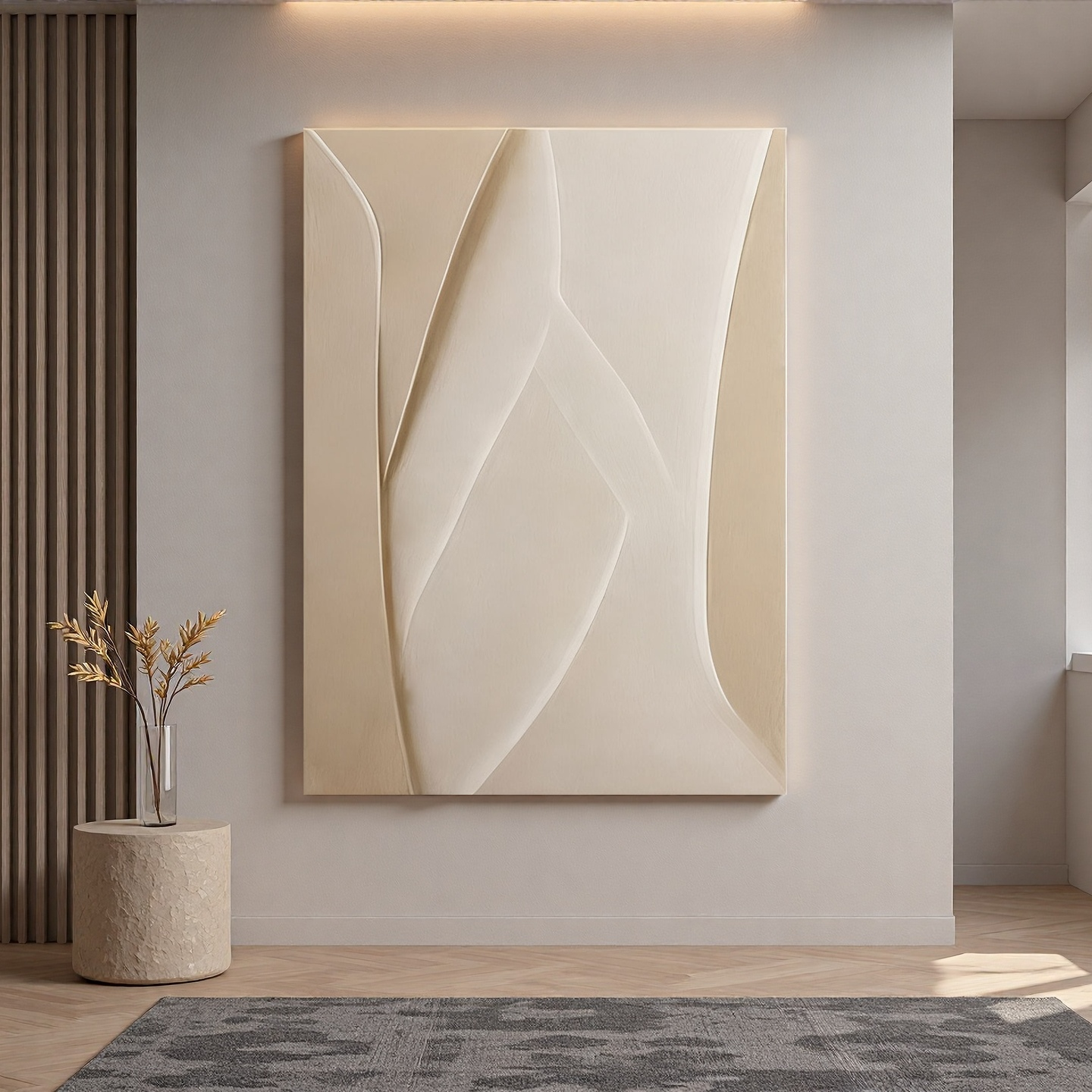 几何简约玄关装饰画立体3D木浮雕砂岩手工过道抽象入户正对门挂画图片