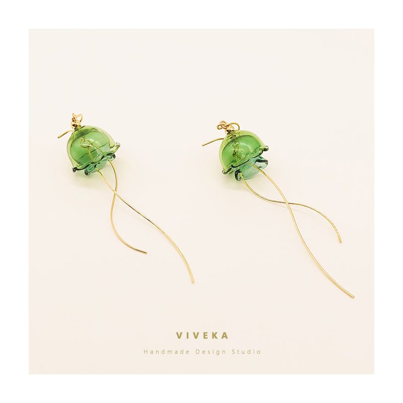 VIVEKA原创耳环水母造型玻璃球气泡耳钉简约长流苏高级感港风女仙,饰品/流行首饰/时尚饰品新,耳环,淘宝优惠券,粉丝福利购,淘宝优惠卷