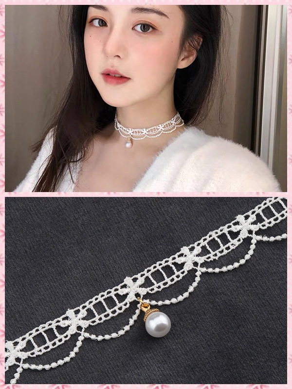 新款韩式白色蕾丝颈带女颈圈项圈