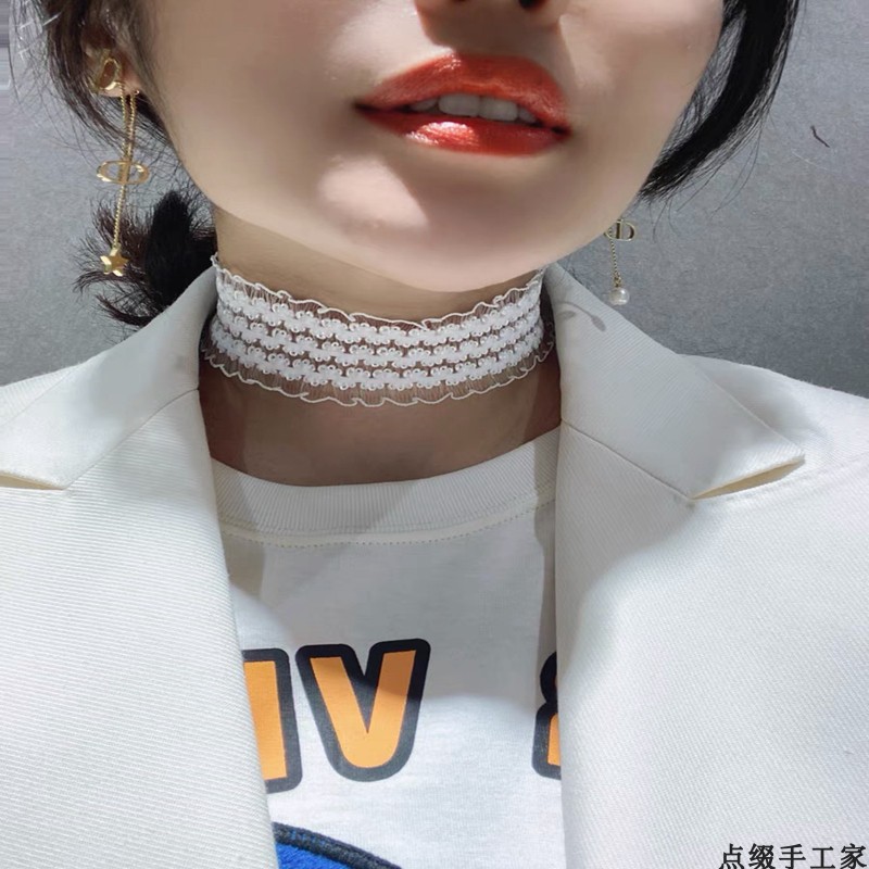 宽边弹力蕾丝遮挡脖子饰品颈带