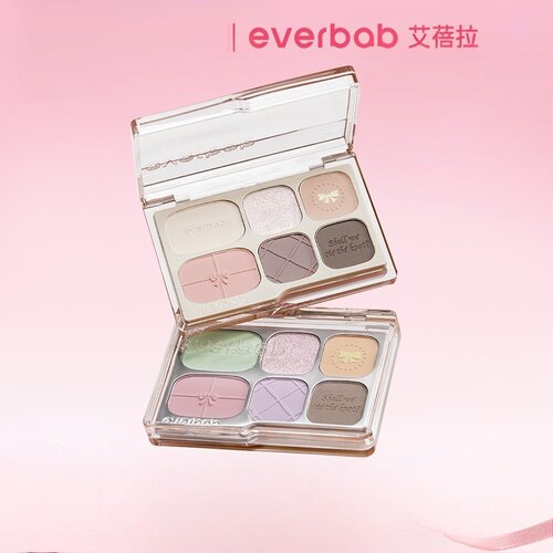 everbab/艾蓓拉素哑六色眼影盘哑光大地色修容高光淡妆综合盘