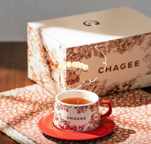 正品代购霸王茶姬广西地区限定茶马古道红色马克杯盘子周边