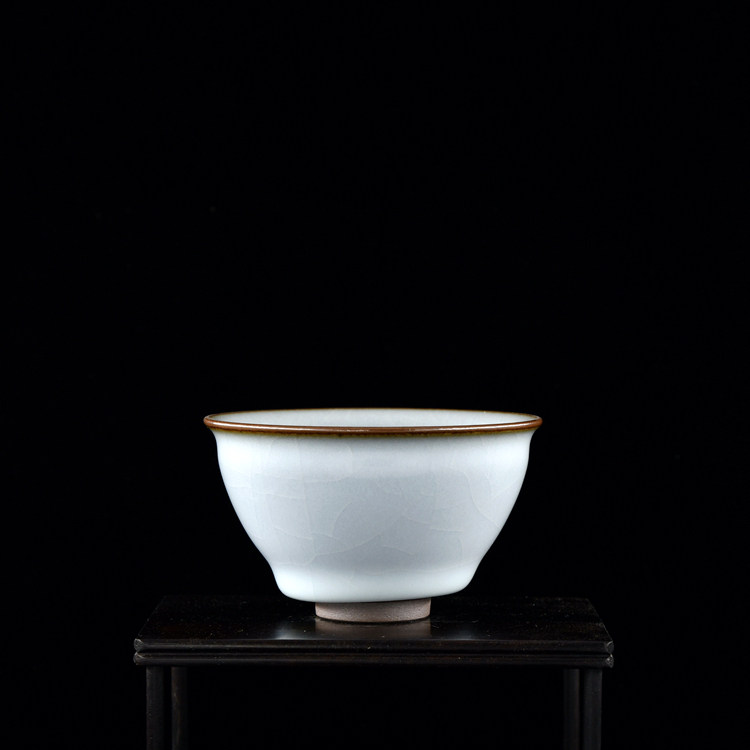 景德镇明令窑 汝窑铁胎湛蓝釉露足大盏 全手工主人杯 非天予王波