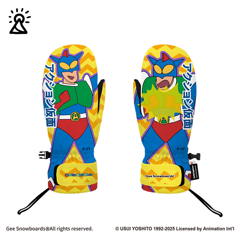 蜡笔小新 x Gee snowboards滑雪手套防水男女动感超人内置护腕,户外/登山/野营/旅行用品,滑雪手套,淘宝优惠券,粉丝福利购,淘宝优惠卷
