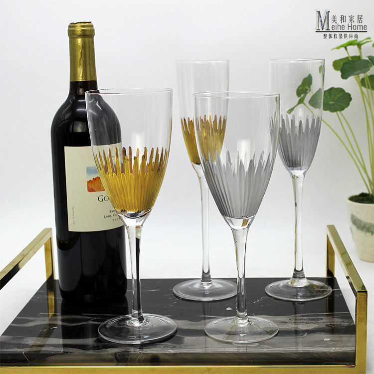 軟裝設計擺台 創意光芒金色銀色香槟杯紅酒玻璃杯葡萄酒杯 樣板房在類目 餐飲具, 酒壺/酒杯/酒具, 酒杯中 - 來自Buy2taobao.com提供專業的淘寶代購服務