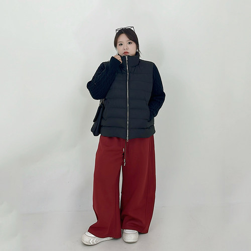 Milu家大码女装冬季宽松慵懒加绒弯刀阔腿卫裤胖mm百搭休闲长裤潮