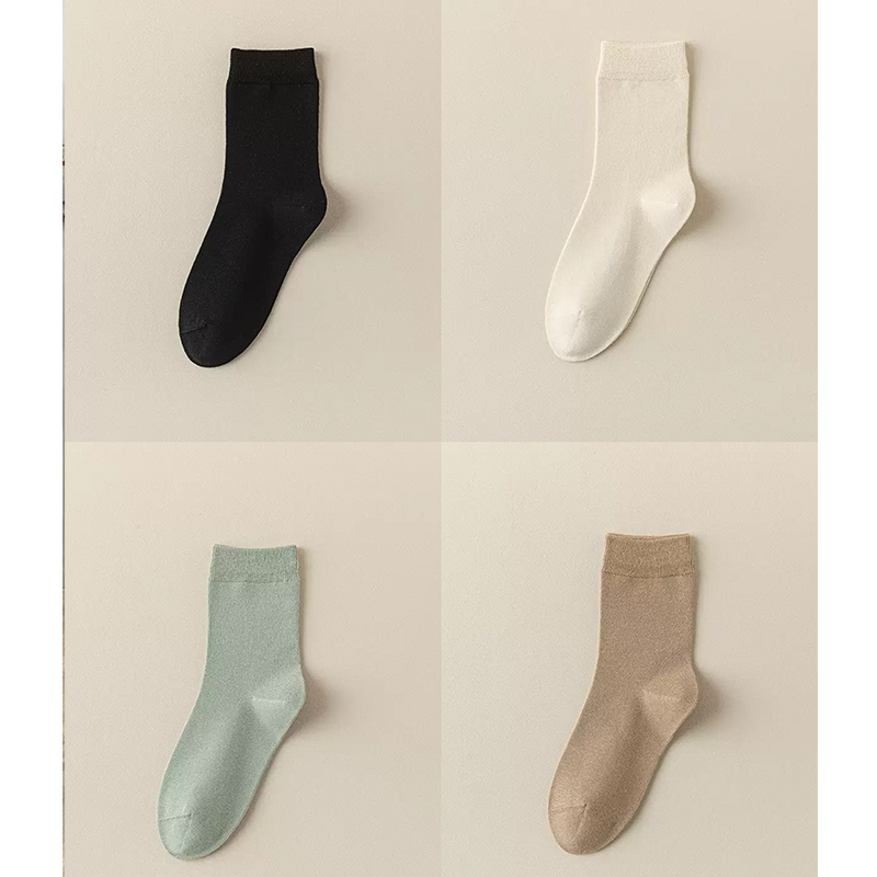 苎麻袜子女纯色棉四季堆堆袜运动防臭百搭抗菌吸汗透气中长筒