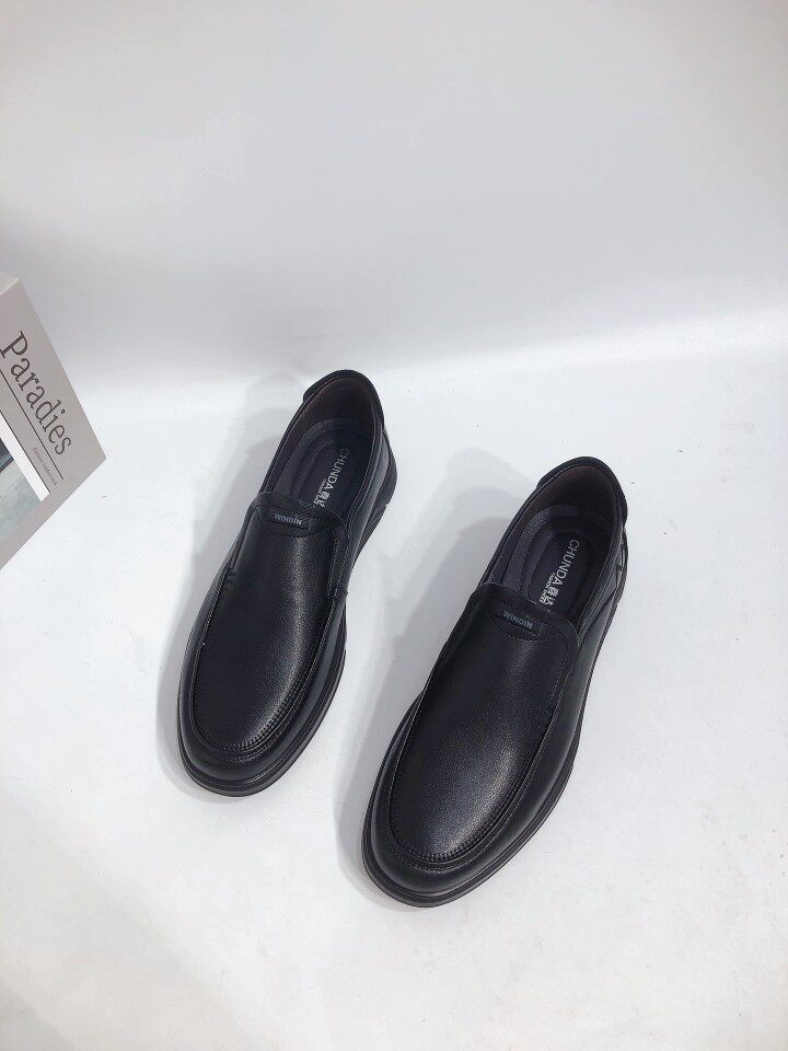 春达圆头男鞋真皮软底软面男士休闲皮鞋商务工装鞋爸爸鞋老头鞋