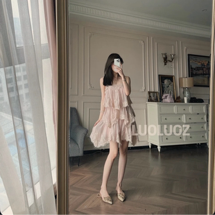 纯欲风蕾丝收腰吊带度假仙女连衣裙JF123 法式 LUOLUOZ 梦幻花海