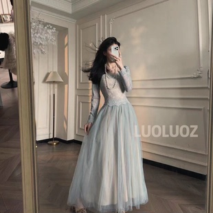 2026 早春法式精致气质连衣裙女收腰显瘦小个子温柔风茶歇中长裙