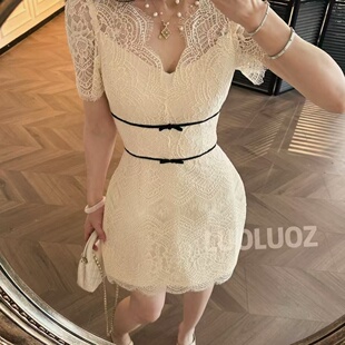 收腰连衣裙JF745 高级气质女神范蕾丝花边时尚 LUOLUOZ 向阳花神
