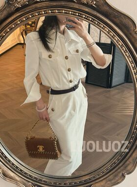 LUOLUOZ【时髦腔调】高级感气质绝美设计感时尚短款连衣裤JF964