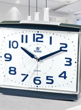 POWER霸王正品静音闹钟 时尚创意个性款懒人贪睡方形小闹钟PW3261