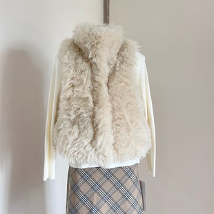 羊羔毛马甲女外穿冬2025新款仿山羊绒环保皮草毛毛外套背心马夹