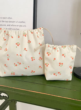 包中包内胆包小号帆布便携抽绳布袋中袋化妆品口红方形撞色收纳袋