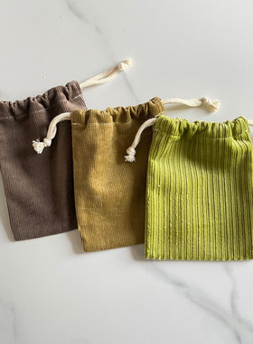ins灯芯绒简约抽绳袋小布袋 收纳包束口袋帆布抽绳袋零钱袋首饰袋