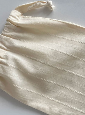 提花纯棉布袋透气束口袋手作抽绳小布袋内衣收纳袋口罩袋水洗折叠