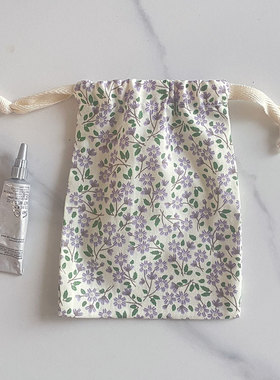 棉布小清新碎花6.7英寸大屏手机袋女束口抽绳收纳布袋内衣棉布袋