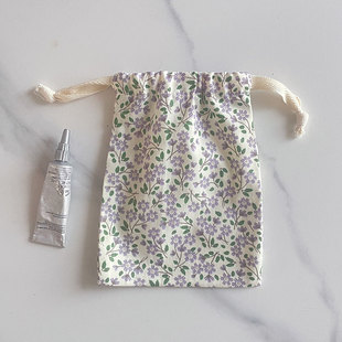 棉布小清新碎花6.7英寸大屏手机袋女束口抽绳收纳布袋内衣棉布袋