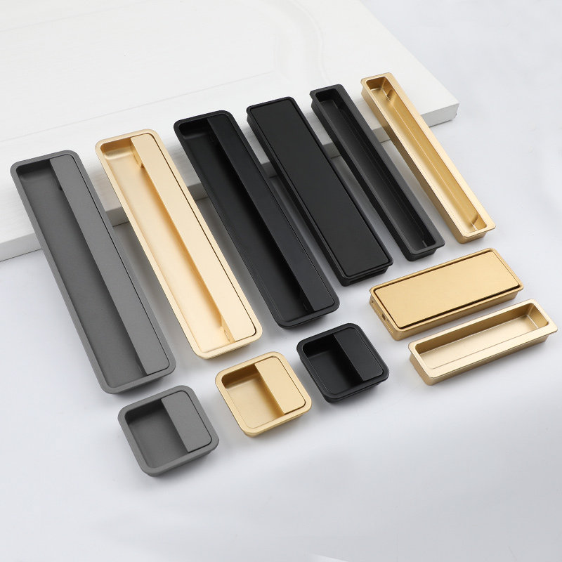 简约暗装抽屉拉手黑色现代内嵌拉手移门开槽轻奢扣手隐形柜门暗扣