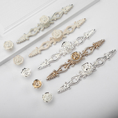 橱柜拉手 田园玫瑰花抽屉衣柜门拉手 仿古柜门把手 象牙白欧式 包邮