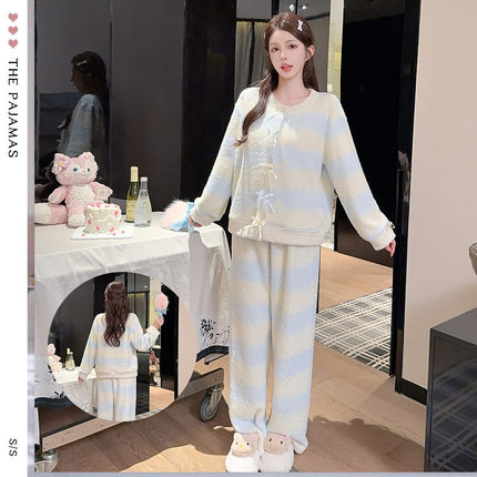 休闲舒适女款家居服2026年秋季新款贴肤柔软舒适可外穿女士睡衣