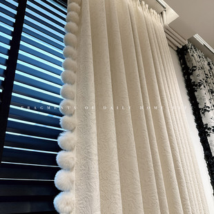 蔷薇 法式浪漫奶油色浮雕窗帘卧室客厅遮光高级感雪尼尔美式窗帘