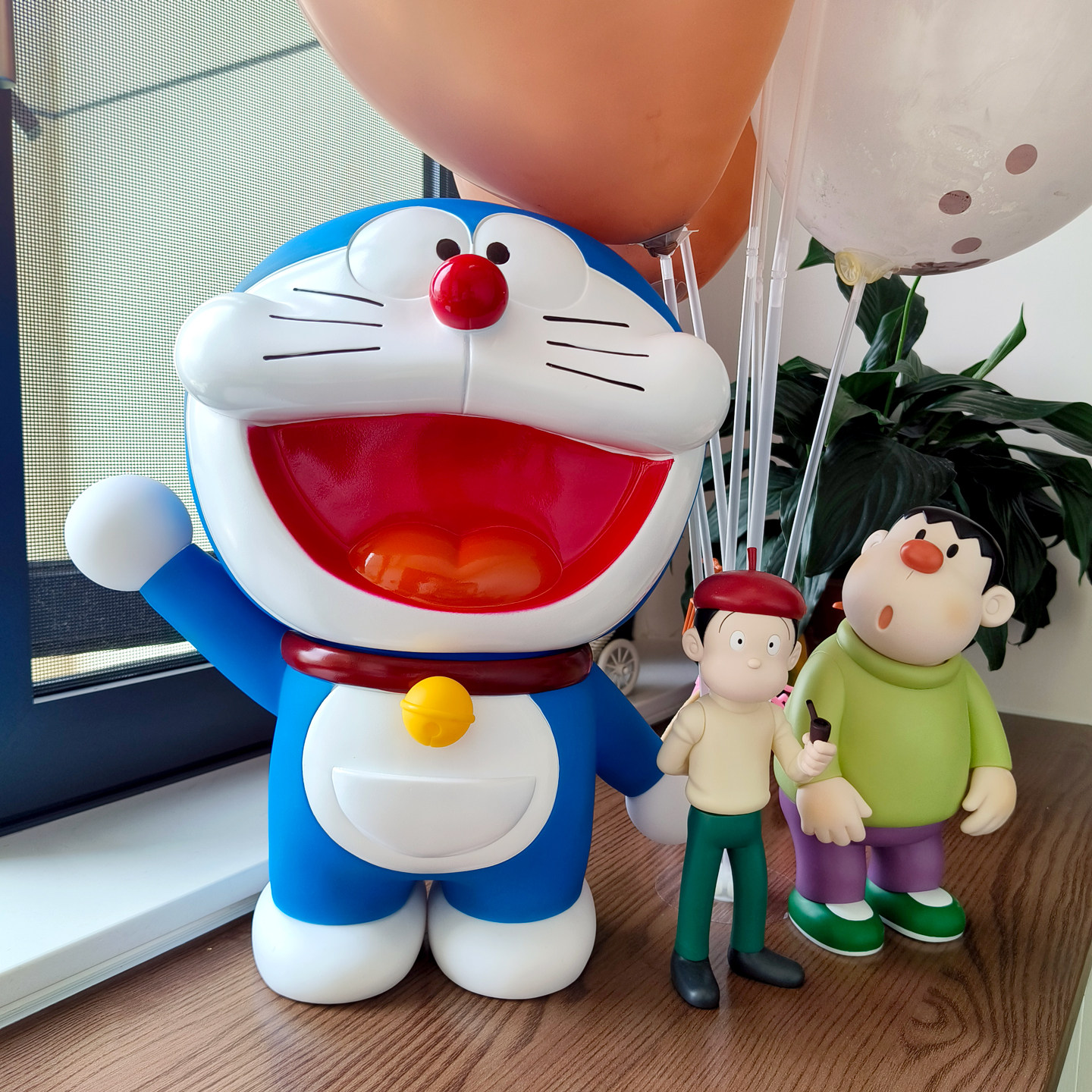 现货超大哆啦A梦胖虎静香可动搪胶人偶家居装饰客厅玄关摆件