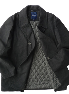 胸132-170加肥加大码男士商务秋冬 西装领双排扣毛呢长款大衣2295