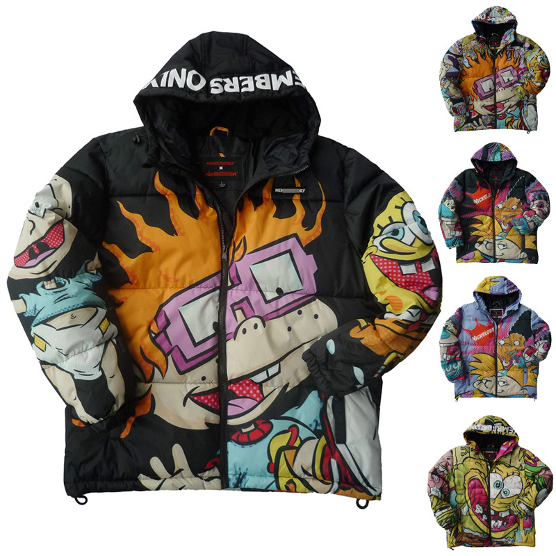 连帽秋冬加肥加大卡通棉夹克