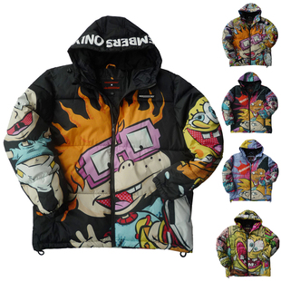 加肥加大码 断码 146 胸116 卡通图全身印花连帽棉夹克2268 特价