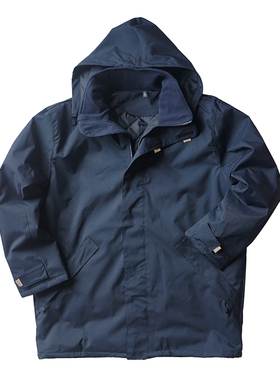 胸围138-152CM加肥加大码男秋冬 中长款连帽防风雨棉衣外套2428