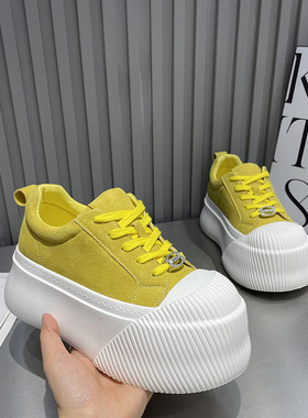韩版黄色厚底松糕鞋女6cm小个子休闲面包鞋增高板鞋单鞋女6628-3