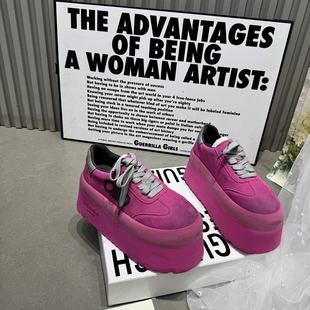 188 带增高小个子休闲鞋 女炸街ins风反绒皮双鞋 2025厚底松糕鞋