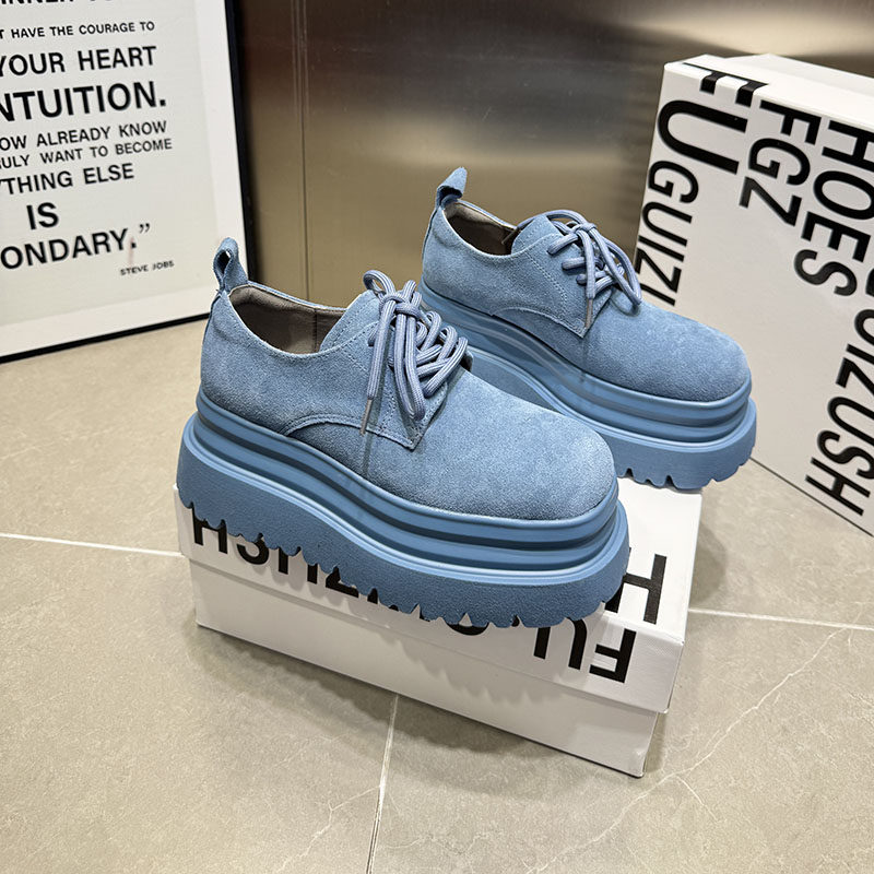 26厚底松糕鞋女浅蓝色交叉绑带圆头增高鞋舒适百搭真皮单鞋3988-1,女鞋,松糕（摇摇）鞋,淘宝优惠券,粉丝福利购,淘宝优惠卷