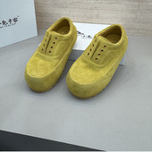 女118 韩版 厚底百搭休闲乐福鞋 黄色单鞋 一脚蹬松糕鞋 女2026春季