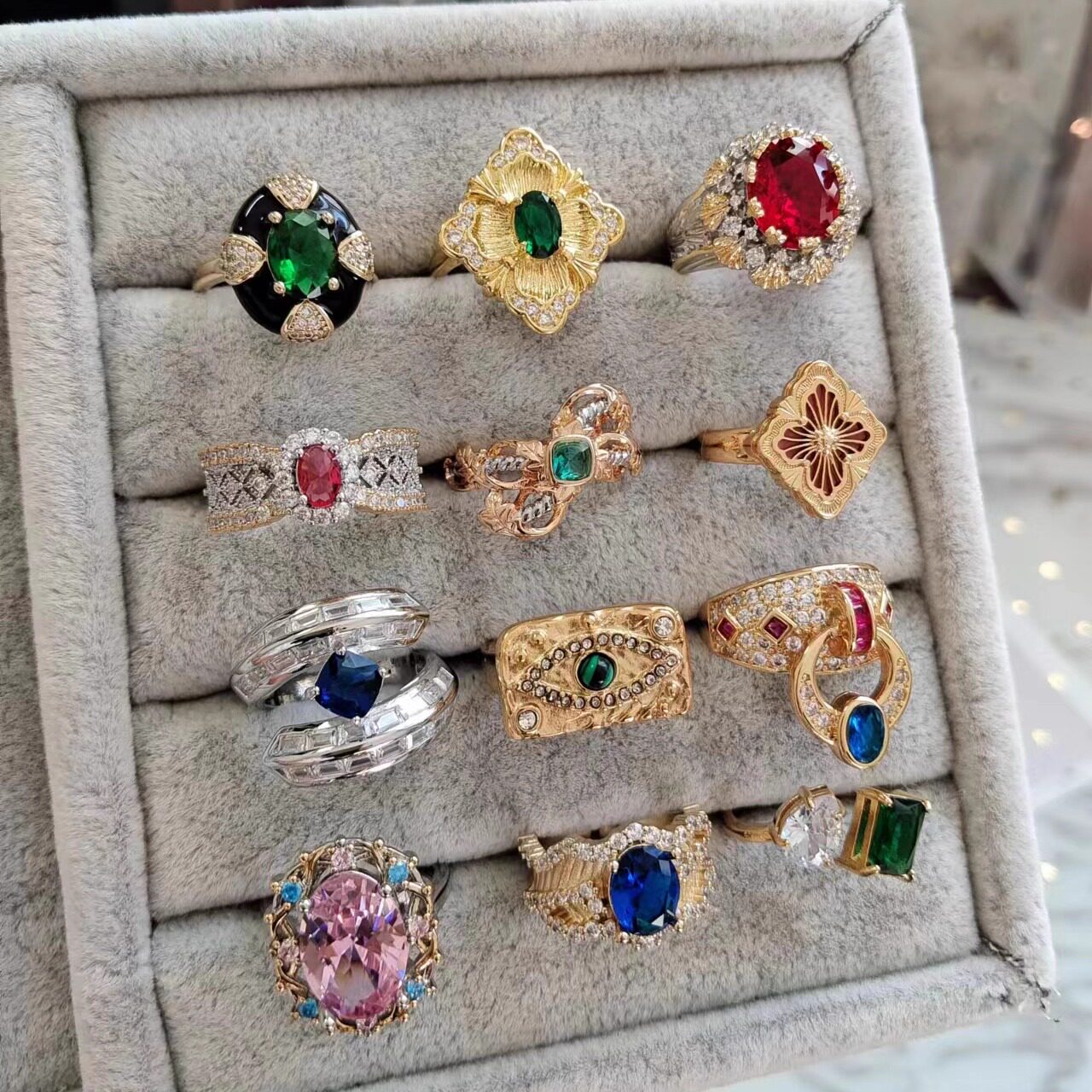 4vintage古董珠宝高碳锆石戒指中古风高级感开口戒指重工满钻镶嵌,饰品/流行首饰/时尚饰品新,戒指/指环,淘宝优惠券,粉丝福利购,淘宝优惠卷