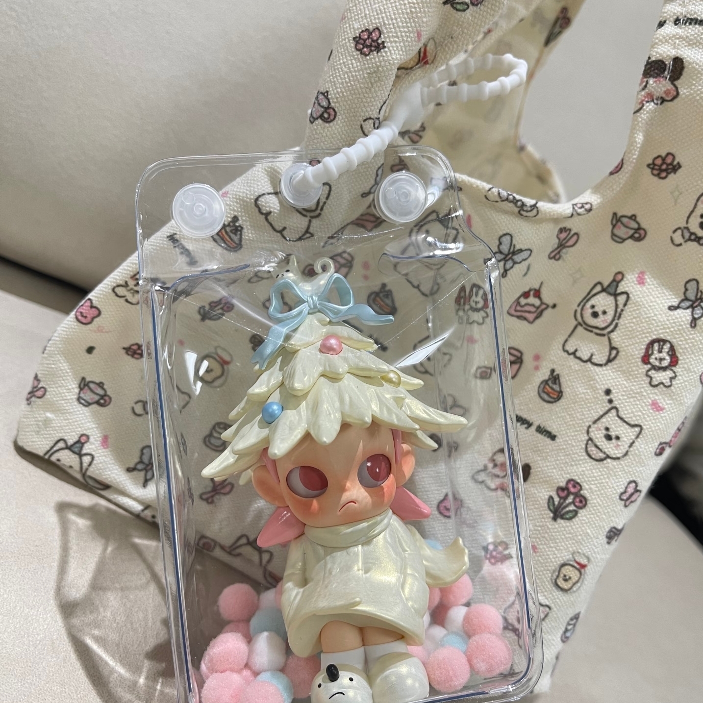 10cm娃外出遛娃包pvc透明包棉花娃娃展示收纳包防尘挂包