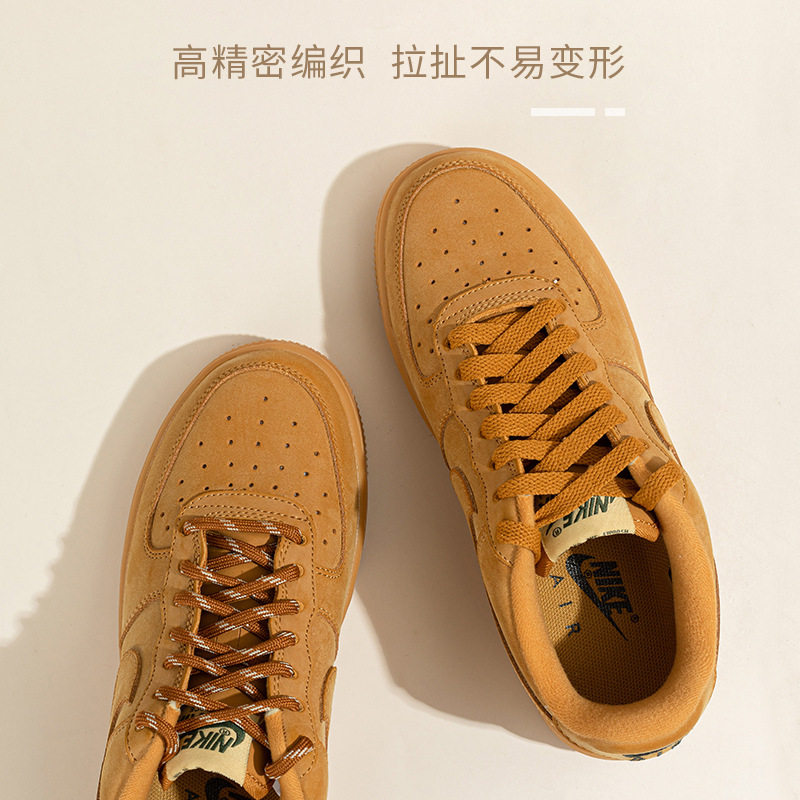 适用于Nike耐克鞋带原装男款小麦色空军一号af1儿童扁圆高帮鞋绳图片