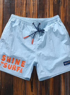 男士短裤休闲短裤蓝色橙色紫色高级感有光泽面料宽松时尚休闲裤