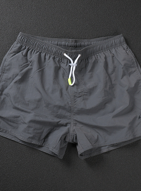 三分短裤男灰色宽松速干运动健身跑步居家裤休闲短款沙滩裤男泳裤