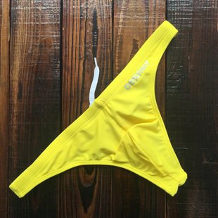 DESMIIT游泳裤头男 纯色露臀男士比基尼泳裤 超低腰性感丁字泳裤