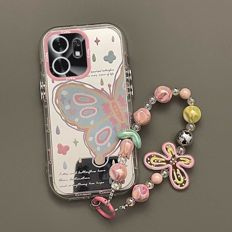 适用荣耀畅玩60A手机壳新款卡通创意简约油画蝴蝶NIC-AN00镜面泡芙壳硅胶保护套全包边防摔外壳