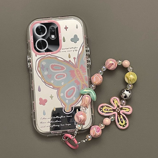 适用荣耀畅玩60A手机壳新款 AN00镜面泡芙壳硅胶保护套全包边防摔外壳 卡通创意简约油画蝴蝶NIC