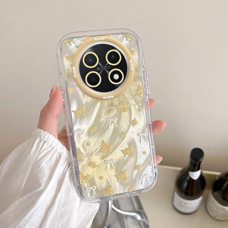 适用华为畅享90ProMax手机壳时尚创意ins风黄色花朵CHZ-AL00硅胶保护套全包防摔外壳透明边框