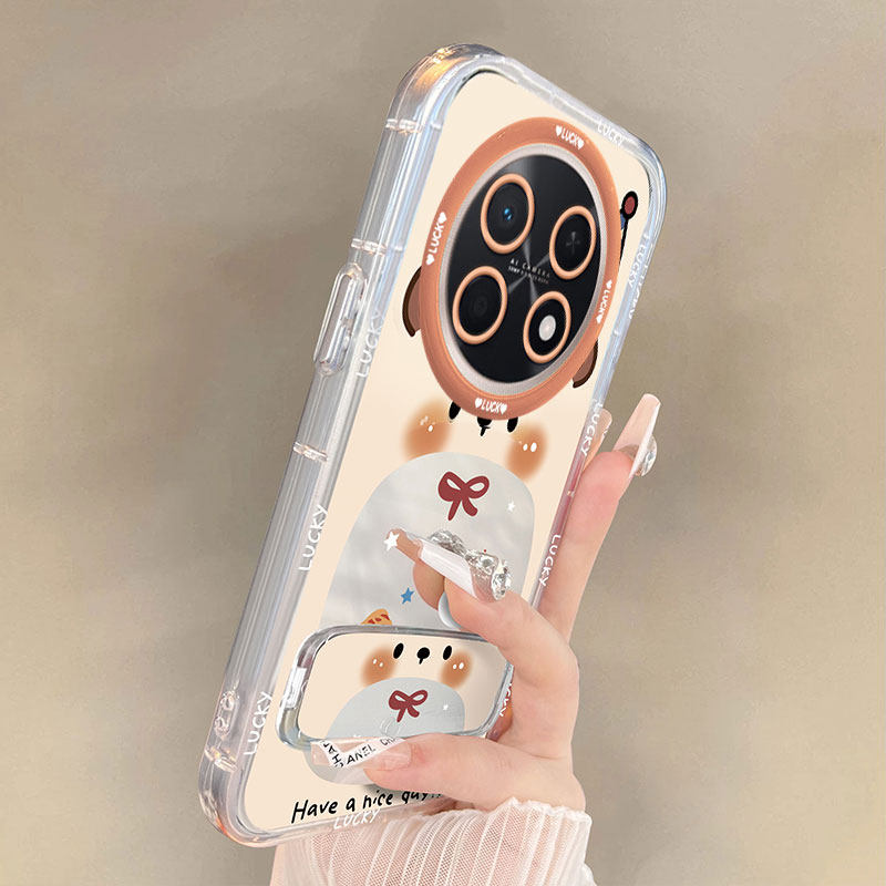 适用华为畅享90ProMax手机壳卡通新款可爱小熊CHZ-AL00硅胶保护套全包防摔外壳镜面支架透明边框