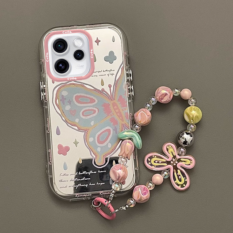 适用OPPOReno15手机壳新款创意手绘油画蝴蝶Reno15Pro网红硅胶保护套全包边防摔外壳带挂绳