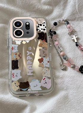 适用荣耀Play9T手机壳新款Play6TPro卡通补妆镜Play5t猫咪小狗Play5泡芙壳Play3硅胶保护套Play7TPro防摔壳