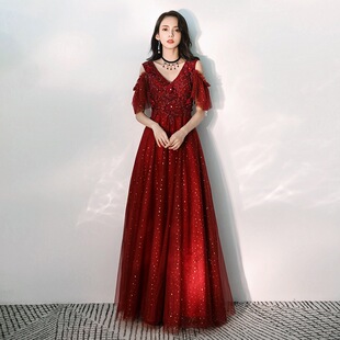 敬酒服新娘2026夏季大码红色回门晚礼服女结婚长款显瘦孕妇遮肚子